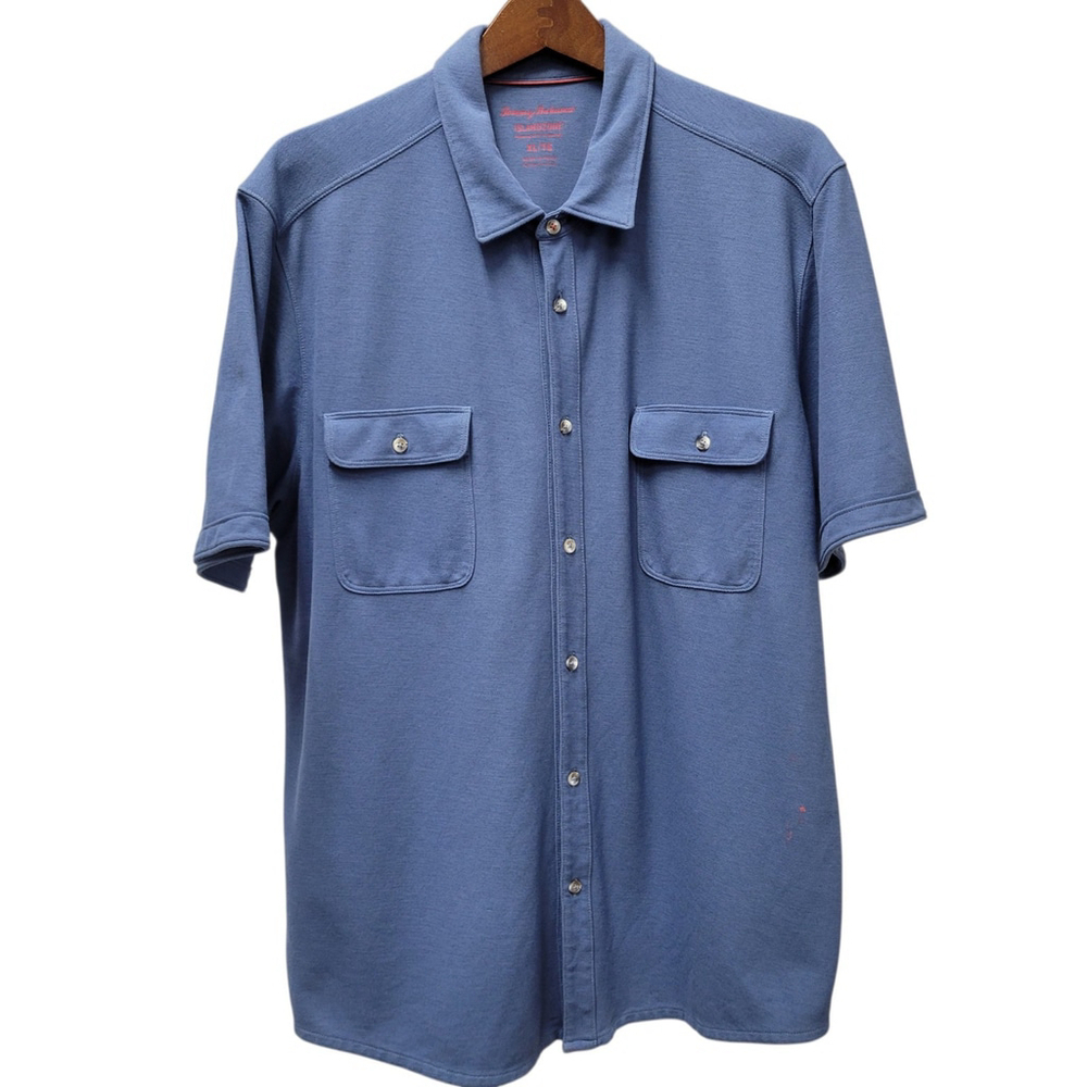 Tommy Bahama Mens Short Sleeves Button-Up Blue Shirt Size XL Pre-owned Condition